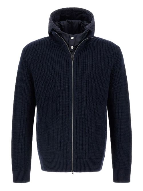 Hooded cardigan HERNO | MC000195U702729290 BLU SCURO